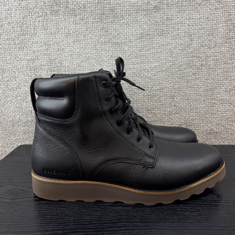 Cole Haan Grand Woodbury Men's 10.5 Waterproof Hiking Boots Black Leather C39293